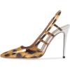 imageFSJ Women Pointy Toe Cutout Slip On Pumps Stilettos High Heel Slingback Gladiator Evening Office Lady Dress Shoes Size 415 USLeopard