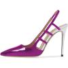 imageFSJ Women Pointy Toe Cutout Slip On Pumps Stilettos High Heel Slingback Gladiator Evening Office Lady Dress Shoes Size 415 USMagenta