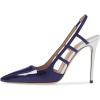 imageFSJ Women Pointy Toe Cutout Slip On Pumps Stilettos High Heel Slingback Gladiator Evening Office Lady Dress Shoes Size 415 USNavy