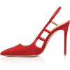 imageFSJ Women Pointy Toe Cutout Slip On Pumps Stilettos High Heel Slingback Gladiator Evening Office Lady Dress Shoes Size 415 USRed