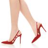 imageFSJ Women Pointy Toe Cutout Slip On Pumps Stilettos High Heel Slingback Gladiator Evening Office Lady Dress Shoes Size 415 USRed
