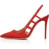 imageFSJ Women Pointy Toe Cutout Slip On Pumps Stilettos High Heel Slingback Gladiator Evening Office Lady Dress Shoes Size 415 USRed