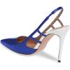 imageFSJ Women Pointy Toe Cutout Slip On Pumps Stilettos High Heel Slingback Gladiator Evening Office Lady Dress Shoes Size 415 USRoyal Blue