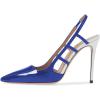 imageFSJ Women Pointy Toe Cutout Slip On Pumps Stilettos High Heel Slingback Gladiator Evening Office Lady Dress Shoes Size 415 USRoyal Blue