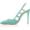 imageFSJ Women Pointy Toe Cutout Slip On Pumps Stilettos High Heel Slingback Gladiator Evening Office Lady Dress Shoes Size 415 USTurquoise