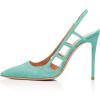imageFSJ Women Pointy Toe Cutout Slip On Pumps Stilettos High Heel Slingback Gladiator Evening Office Lady Dress Shoes Size 415 USTurquoise