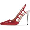 imageFSJ Women Pointy Toe Cutout Slip On Pumps Stilettos High Heel Slingback Gladiator Evening Office Lady Dress Shoes Size 415 USWine Red