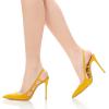 imageFSJ Women Pointy Toe Cutout Slip On Pumps Stilettos High Heel Slingback Gladiator Evening Office Lady Dress Shoes Size 415 USYellow