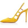 imageFSJ Women Pointy Toe Cutout Slip On Pumps Stilettos High Heel Slingback Gladiator Evening Office Lady Dress Shoes Size 415 USYellow