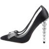 imageFSJ Women Pumps Comfort Bows Clear High Stiletto Crystal Heels Closed Point Toe Slip On Fancy Dance Party Shoes Size 415 M USBlack