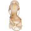 imageFSJ Women Retro Bowknot Chunky High Heel Sandal Open Toe Pearl Studded Ankle Strap Slingback Bead Wedding Bride Dress Pump Size 415 USGold