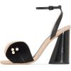 imageFSJ Women Retro Bowknot Chunky High Heel Sandal Open Toe Pearl Studded Ankle Strap Slingback Bead Wedding Bride Dress Pump Size 415 USNude