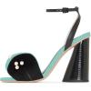 imageFSJ Women Retro Bowknot Chunky High Heel Sandal Open Toe Pearl Studded Ankle Strap Slingback Bead Wedding Bride Dress Pump Size 415 USTurquoise