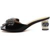 imageFSJ Women Rhinestone Bow Low Heel Mule Sandals Peep Toe Crystal Block Heel Slipper Dress Shoes for Comfort Wedding Slides Size 416 USBlack Low Heel