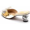 imageFSJ Women Rhinestone Bow Low Heel Mule Sandals Peep Toe Crystal Block Heel Slipper Dress Shoes for Comfort Wedding Slides Size 416 USGold White Bow Low Heel