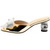 imageFSJ Women Rhinestone Bow Low Heel Mule Sandals Peep Toe Crystal Block Heel Slipper Dress Shoes for Comfort Wedding Slides Size 416 USGold White Bow Low Heel
