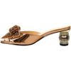 imageFSJ Women Rhinestone Bow Low Heel Mule Sandals Peep Toe Crystal Block Heel Slipper Dress Shoes for Comfort Wedding Slides Size 416 USGolden Brown Low Heel