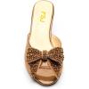 imageFSJ Women Rhinestone Bow Low Heel Mule Sandals Peep Toe Crystal Block Heel Slipper Dress Shoes for Comfort Wedding Slides Size 416 USGolden Brown Low Heel