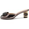 imageFSJ Women Rhinestone Bow Low Heel Mule Sandals Peep Toe Crystal Block Heel Slipper Dress Shoes for Comfort Wedding Slides Size 416 USGraypurple Low Heel
