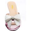 imageFSJ Women Rhinestone Bow Low Heel Mule Sandals Peep Toe Crystal Block Heel Slipper Dress Shoes for Comfort Wedding Slides Size 416 USLavender White Bow Low Heel