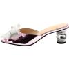 imageFSJ Women Rhinestone Bow Low Heel Mule Sandals Peep Toe Crystal Block Heel Slipper Dress Shoes for Comfort Wedding Slides Size 416 USLavender White Bow Low Heel