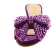 imageFSJ Women Rhinestone Bow Low Heel Mule Sandals Peep Toe Crystal Block Heel Slipper Dress Shoes for Comfort Wedding Slides Size 416 USPurple Low Heel
