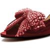 imageFSJ Women Rhinestone Bow Low Heel Mule Sandals Peep Toe Crystal Block Heel Slipper Dress Shoes for Comfort Wedding Slides Size 416 USRed Low Heel