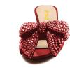 imageFSJ Women Rhinestone Bow Low Heel Mule Sandals Peep Toe Crystal Block Heel Slipper Dress Shoes for Comfort Wedding Slides Size 416 USRed Low Heel
