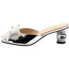 imageFSJ Women Rhinestone Bow Low Heel Mule Sandals Peep Toe Crystal Block Heel Slipper Dress Shoes for Comfort Wedding Slides Size 416 USSilver Low Heel
