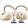 imageFSJ Women Rhinestone Cone Low Heel Mules Closed Pointed Toe One Strap Sandals Slip On Backless Bridal Party Dress Shoes Size 415 USBeige