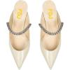imageFSJ Women Rhinestone Cone Low Heel Mules Closed Pointed Toe One Strap Sandals Slip On Backless Bridal Party Dress Shoes Size 415 USBeige