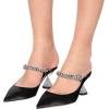 imageFSJ Women Rhinestone Cone Low Heel Mules Closed Pointed Toe One Strap Sandals Slip On Backless Bridal Party Dress Shoes Size 415 USBlack 1