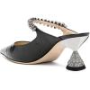 imageFSJ Women Rhinestone Cone Low Heel Mules Closed Pointed Toe One Strap Sandals Slip On Backless Bridal Party Dress Shoes Size 415 USBlack Embossing