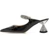 imageFSJ Women Rhinestone Cone Low Heel Mules Closed Pointed Toe One Strap Sandals Slip On Backless Bridal Party Dress Shoes Size 415 USBlack Embossing