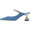 imageFSJ Women Rhinestone Cone Low Heel Mules Closed Pointed Toe One Strap Sandals Slip On Backless Bridal Party Dress Shoes Size 415 USBlue