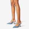 imageFSJ Women Rhinestone Cone Low Heel Mules Closed Pointed Toe One Strap Sandals Slip On Backless Bridal Party Dress Shoes Size 415 USBlue Denim