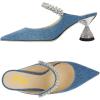 imageFSJ Women Rhinestone Cone Low Heel Mules Closed Pointed Toe One Strap Sandals Slip On Backless Bridal Party Dress Shoes Size 415 USBlue Denim