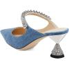 imageFSJ Women Rhinestone Cone Low Heel Mules Closed Pointed Toe One Strap Sandals Slip On Backless Bridal Party Dress Shoes Size 415 USBlue Denim