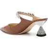 imageFSJ Women Rhinestone Cone Low Heel Mules Closed Pointed Toe One Strap Sandals Slip On Backless Bridal Party Dress Shoes Size 415 USBrown Embossing