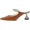 imageFSJ Women Rhinestone Cone Low Heel Mules Closed Pointed Toe One Strap Sandals Slip On Backless Bridal Party Dress Shoes Size 415 USBrown Embossing