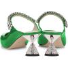 imageFSJ Women Rhinestone Cone Low Heel Mules Closed Pointed Toe One Strap Sandals Slip On Backless Bridal Party Dress Shoes Size 415 USEmerald