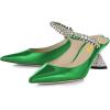 imageFSJ Women Rhinestone Cone Low Heel Mules Closed Pointed Toe One Strap Sandals Slip On Backless Bridal Party Dress Shoes Size 415 USEmerald