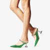 imageFSJ Women Rhinestone Cone Low Heel Mules Closed Pointed Toe One Strap Sandals Slip On Backless Bridal Party Dress Shoes Size 415 USEmerald