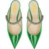 imageFSJ Women Rhinestone Cone Low Heel Mules Closed Pointed Toe One Strap Sandals Slip On Backless Bridal Party Dress Shoes Size 415 USEmerald