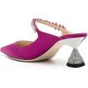 imageFSJ Women Rhinestone Cone Low Heel Mules Closed Pointed Toe One Strap Sandals Slip On Backless Bridal Party Dress Shoes Size 415 USFuchsia