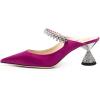 imageFSJ Women Rhinestone Cone Low Heel Mules Closed Pointed Toe One Strap Sandals Slip On Backless Bridal Party Dress Shoes Size 415 USFuchsia
