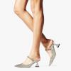 imageFSJ Women Rhinestone Cone Low Heel Mules Closed Pointed Toe One Strap Sandals Slip On Backless Bridal Party Dress Shoes Size 415 USGlitter