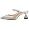 imageFSJ Women Rhinestone Cone Low Heel Mules Closed Pointed Toe One Strap Sandals Slip On Backless Bridal Party Dress Shoes Size 415 USGold Checked