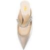 imageFSJ Women Rhinestone Cone Low Heel Mules Closed Pointed Toe One Strap Sandals Slip On Backless Bridal Party Dress Shoes Size 415 USGold Checked