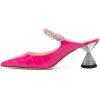imageFSJ Women Rhinestone Cone Low Heel Mules Closed Pointed Toe One Strap Sandals Slip On Backless Bridal Party Dress Shoes Size 415 USHot Pink Embossing